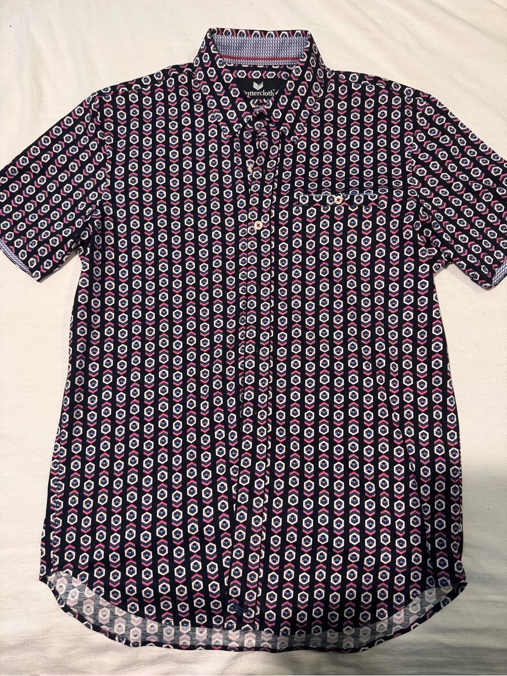 Buttercloth Men's Short Sleeve Geometric Button-Down Shirt